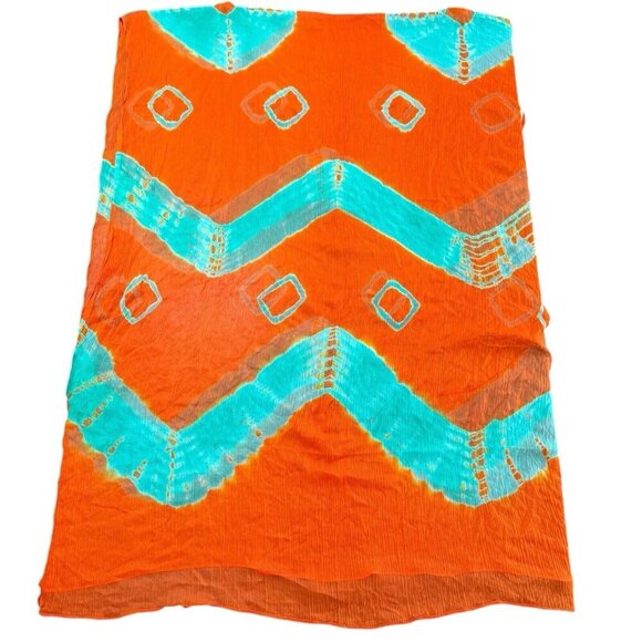 RaJ Red‎ Green Sheer Silk Tie Dye Rectangle Scarf Statement Scarf Lagenlook - Picture 3 of 7